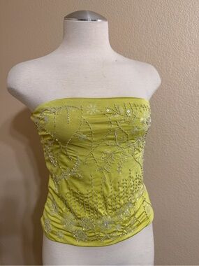 Forever 21 Lime Strapless Beaded Tube Top size medium like new